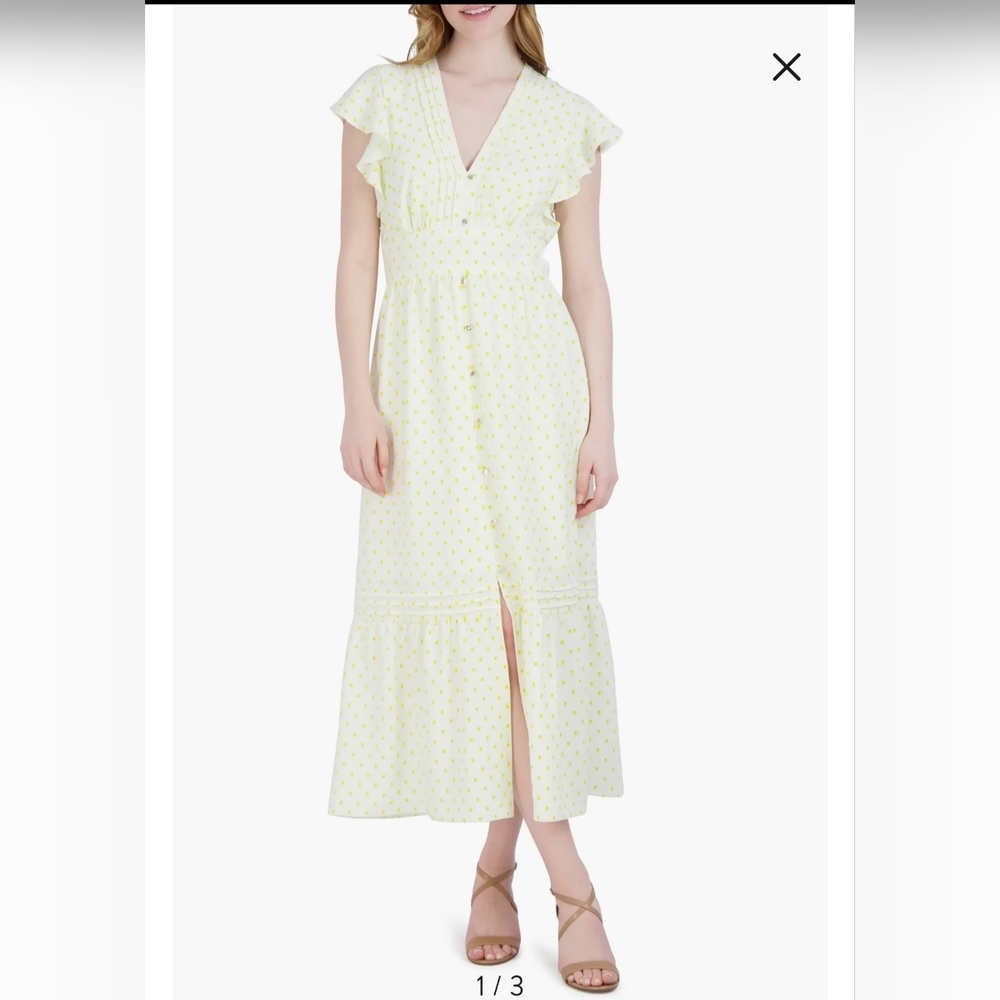 Julia Jordan NWT Flutter Sleeve Pintuck Maxi Dress